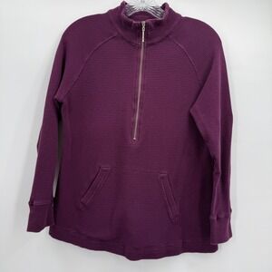 Lulu B Shirt Womens Large Purple Waffle Knit 1/2 Zip Mock Neck Tunic‎ Top UPF